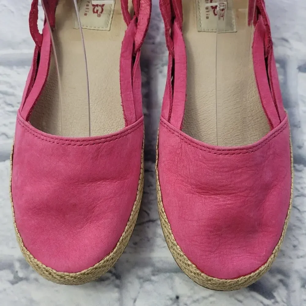 UGG Bright Barbiecore Pink Suede Tippie Espadrilles size 6